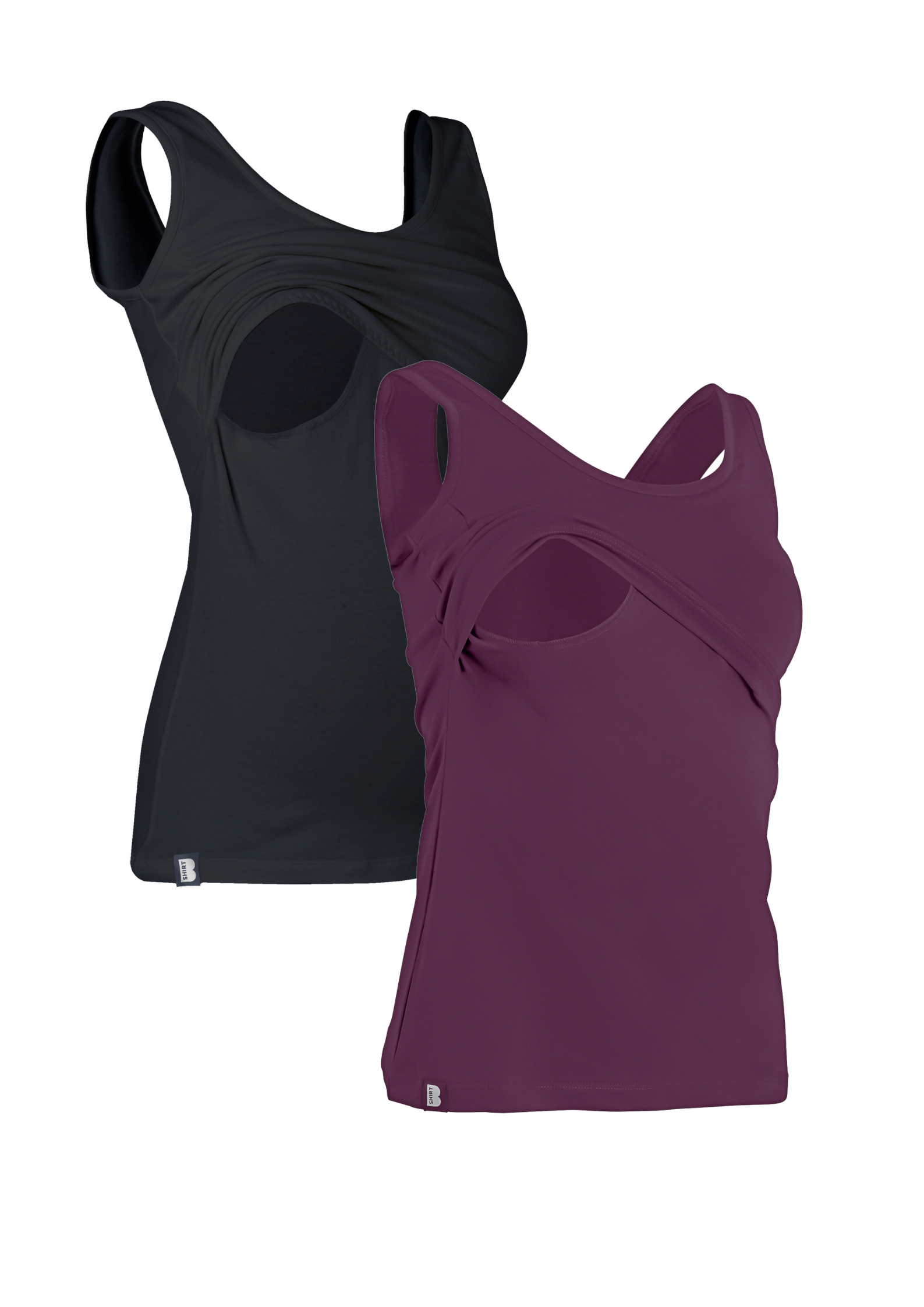 Bshirt Nursing Vest - Twin Pack -Black & Plum