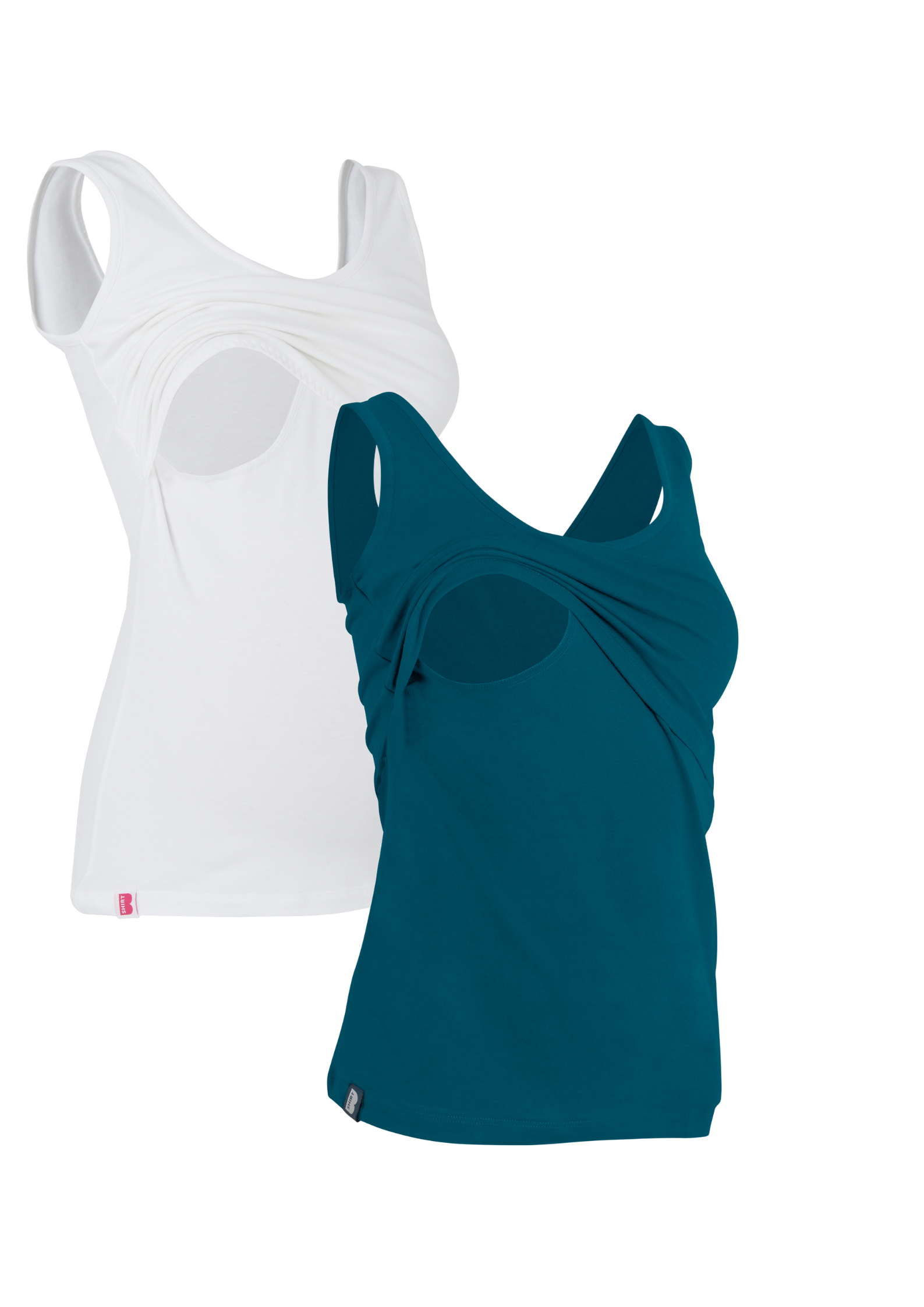 Bshirt Nursing Vest - Twin Pack -White & Teal