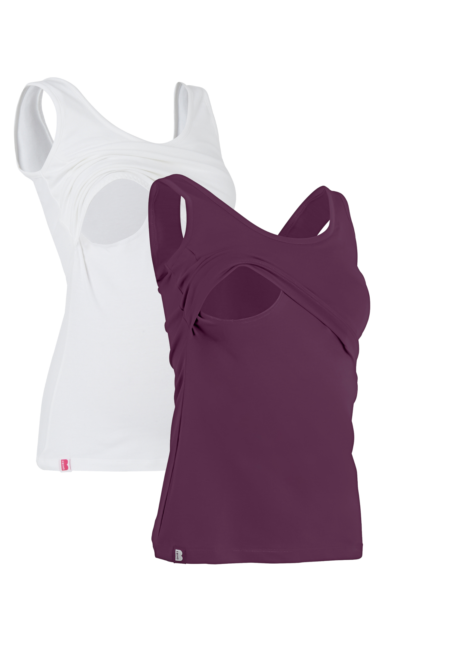 Bshirt Nursing Vest - Twin Pack -White & Plum