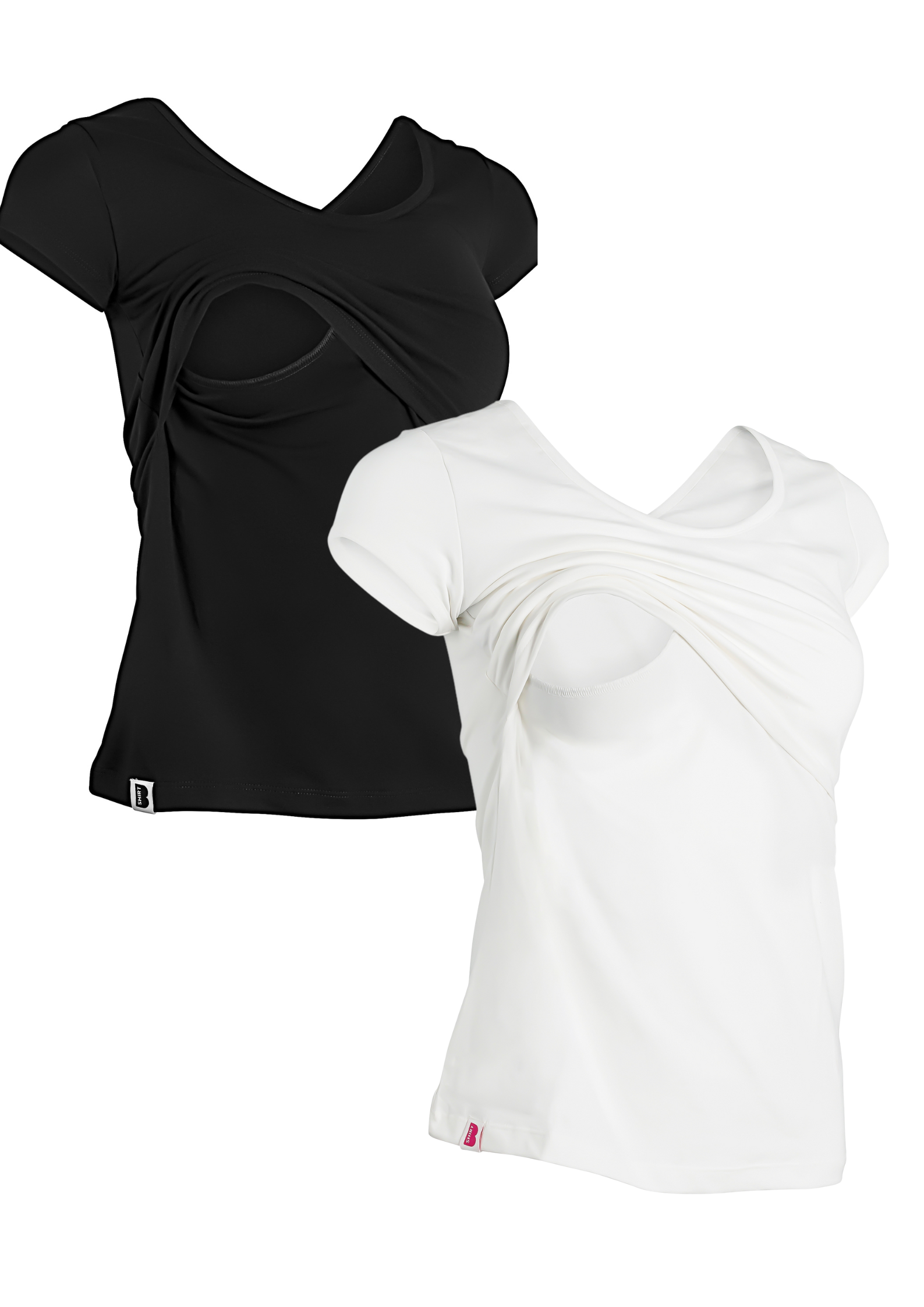 Bshirt Nursing short sleeve t-shirt Twin Pack- Black & White