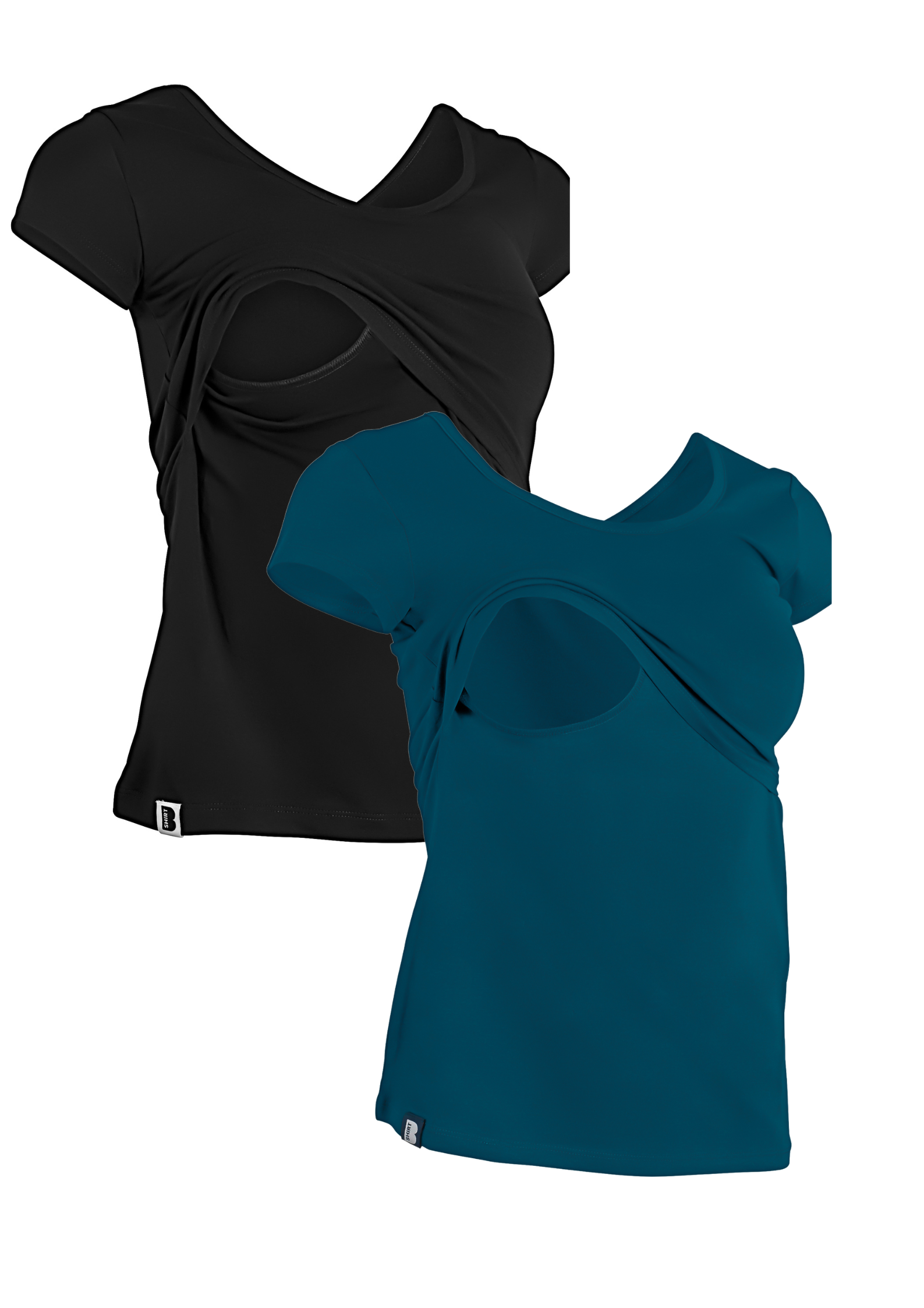 Bshirt Nursing short sleeve t-shirt Twin Pack- Black & Teal