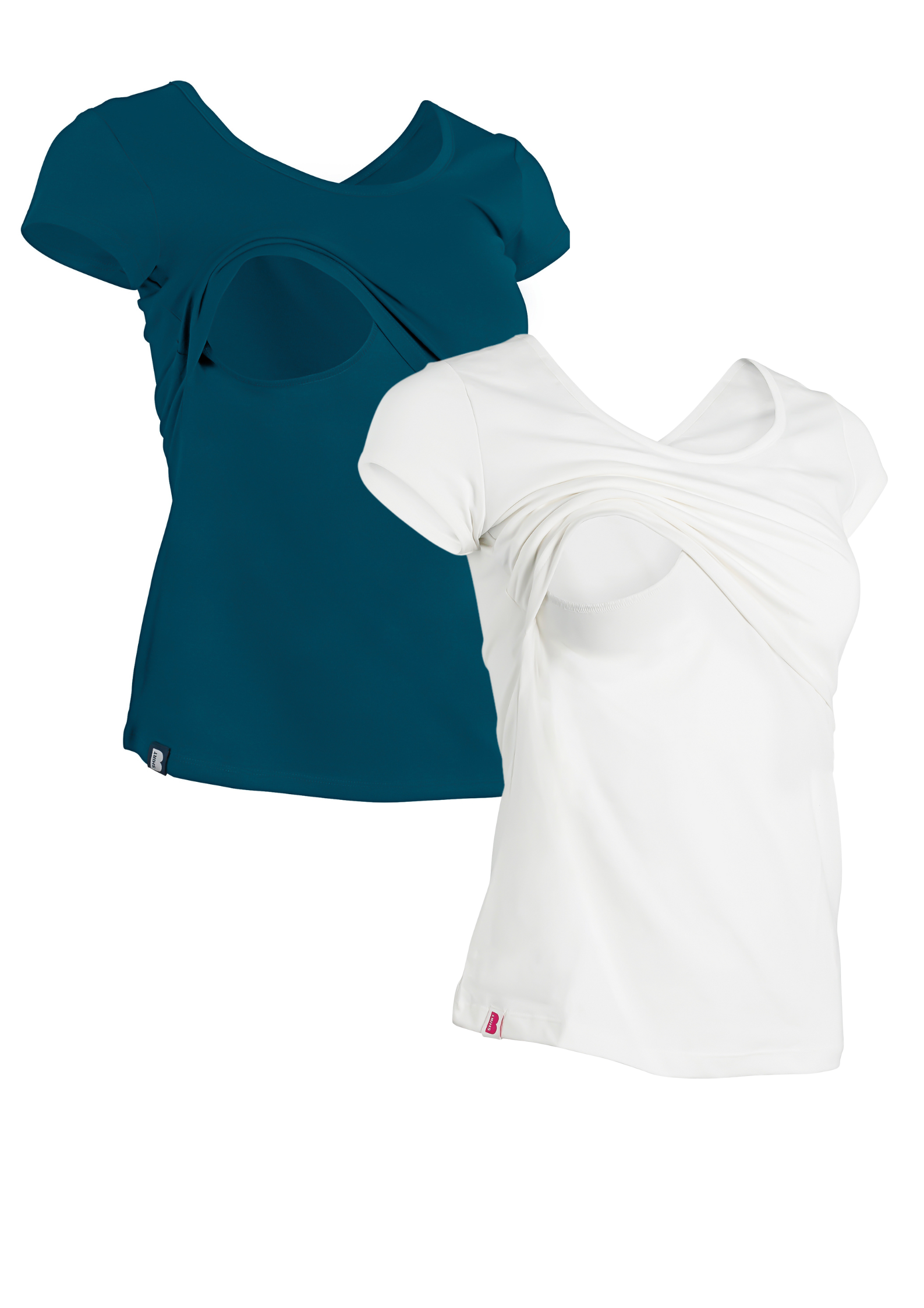 Bshirt Nursing short sleeve t-shirt Twin Pack- White & Teal