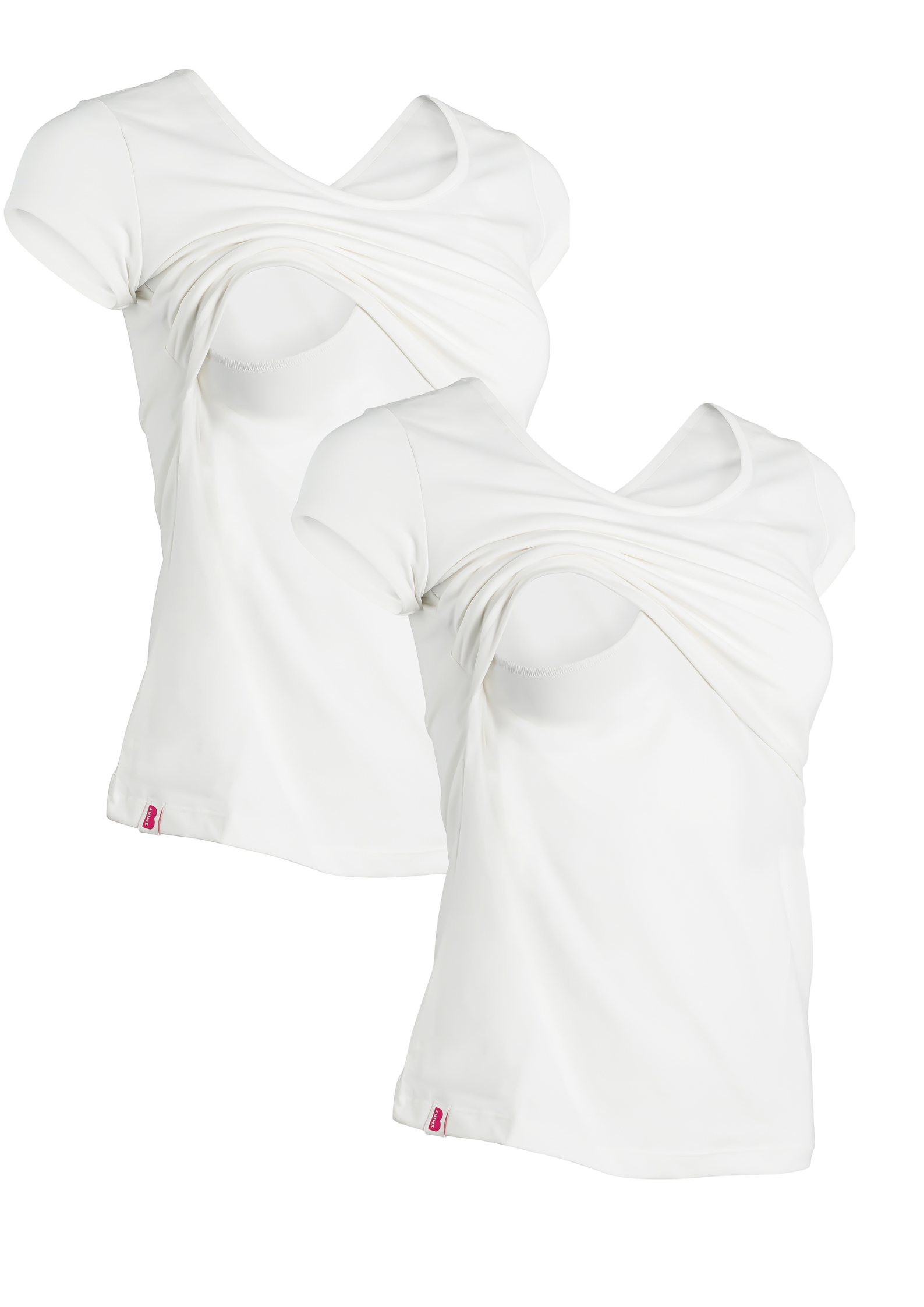 Bshirt Nursing short sleeve t-shirt Twin Pack- White & White