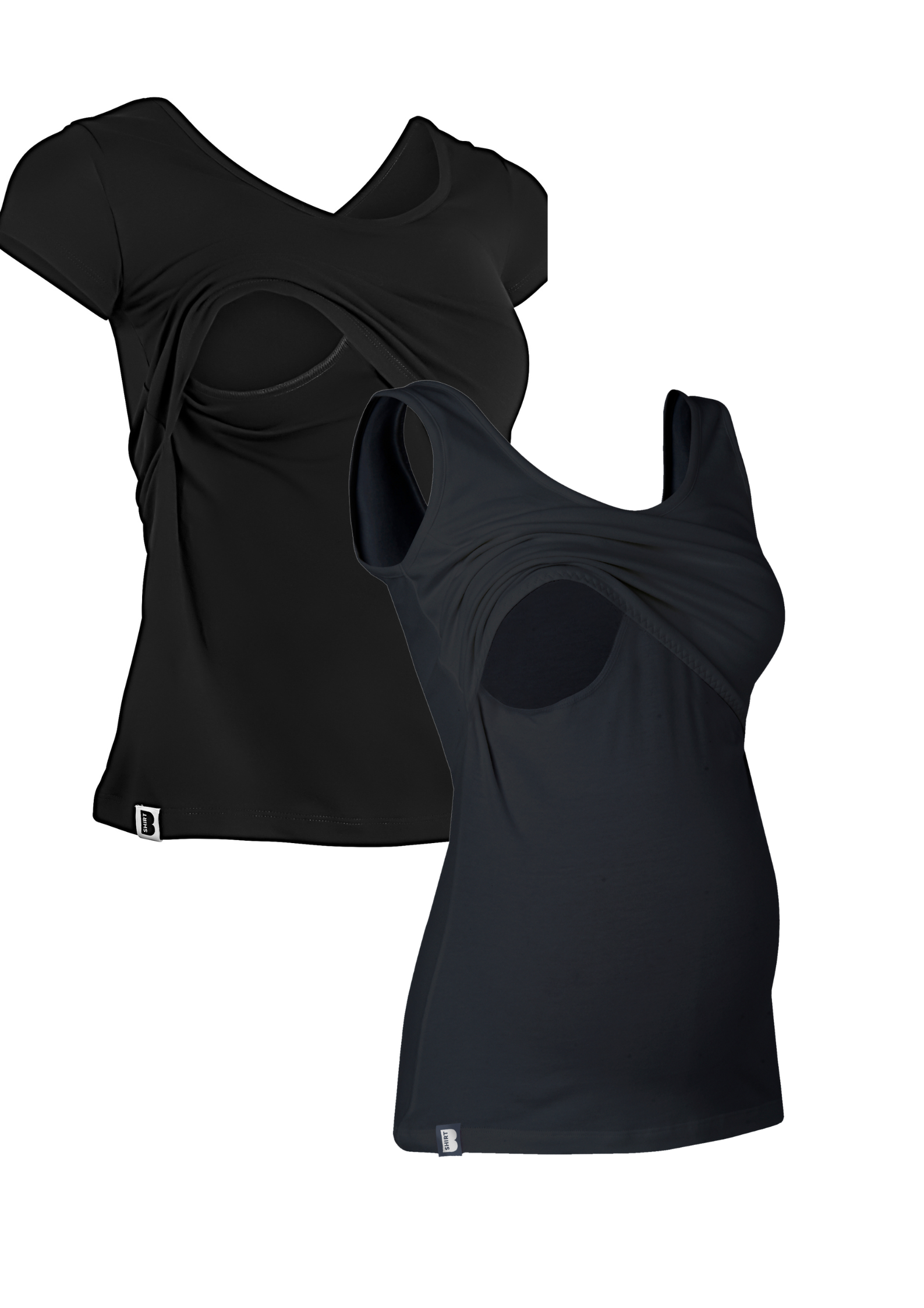 Bshirt Nursing Essentials Twin Pack- Black Vest & Black T-Shirt