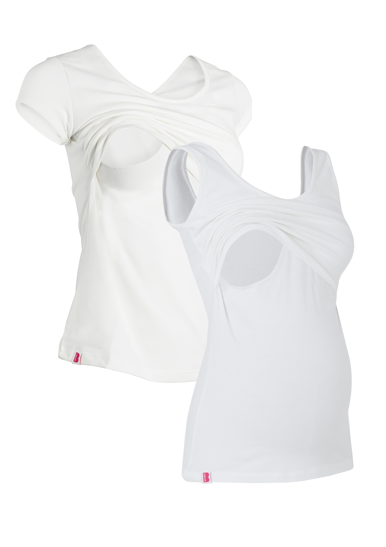 Bshirt Nursing Essentials Twin Pack- White Vest & White T-Shirt