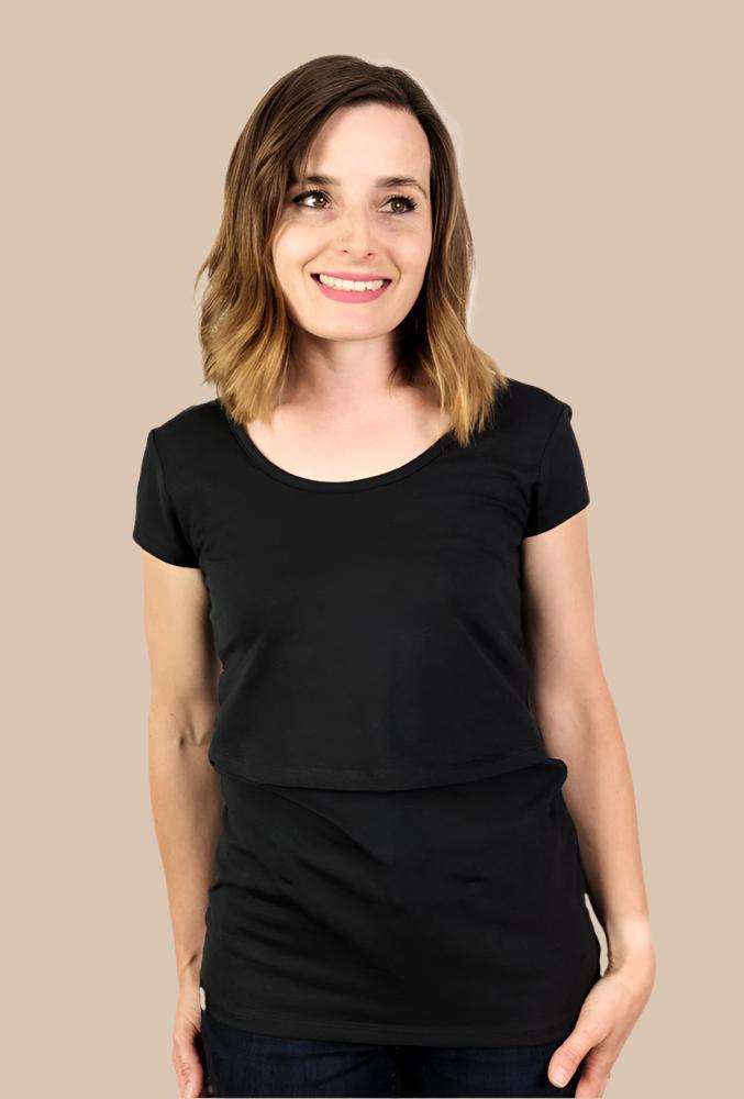 Nursing short sleeve t-shirt in Black