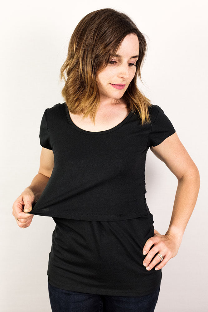 Nursing short sleeve t-shirt in Black