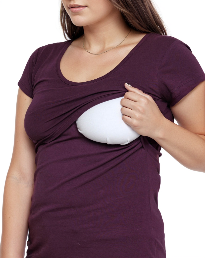 Nursing short sleeve t-shirt in Plum