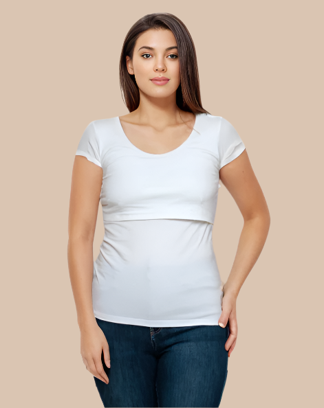 Nursing short sleeve t-shirt in White