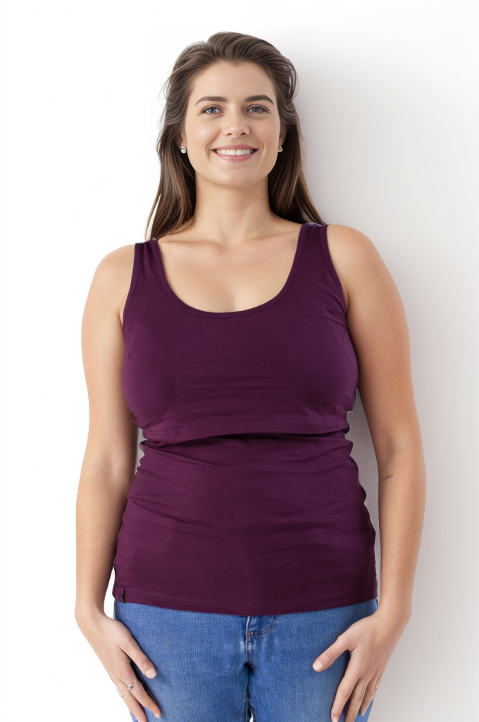 Bshirt Nursing Vest - Twin Pack -White & Plum