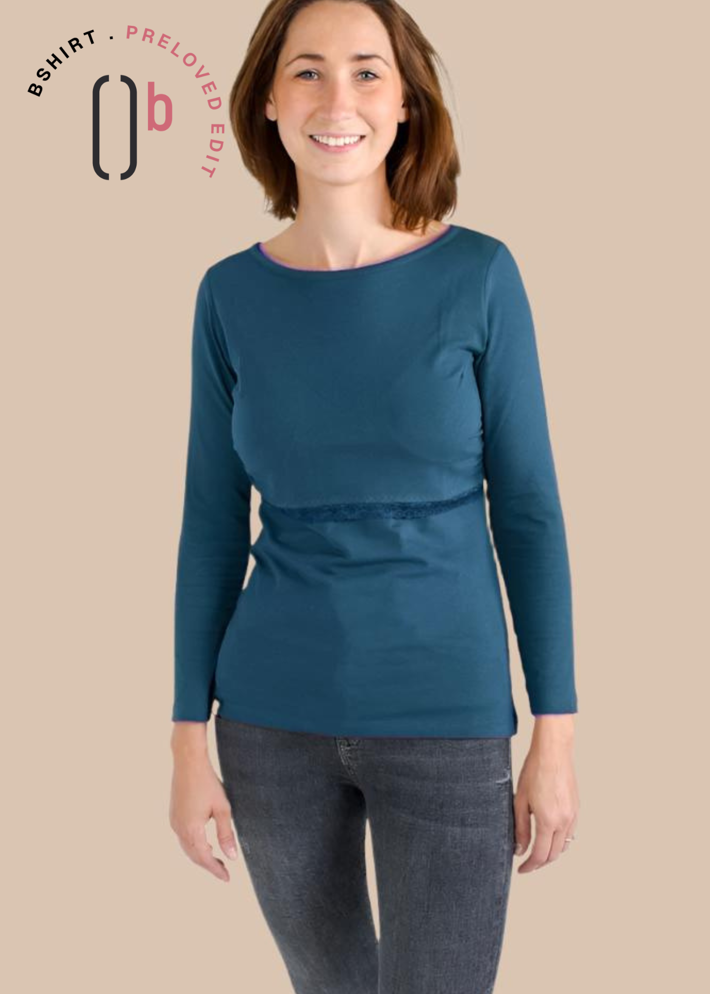 Organic Long Sleeve Breastfeeding Top in Tidal Teal *PreLoved*